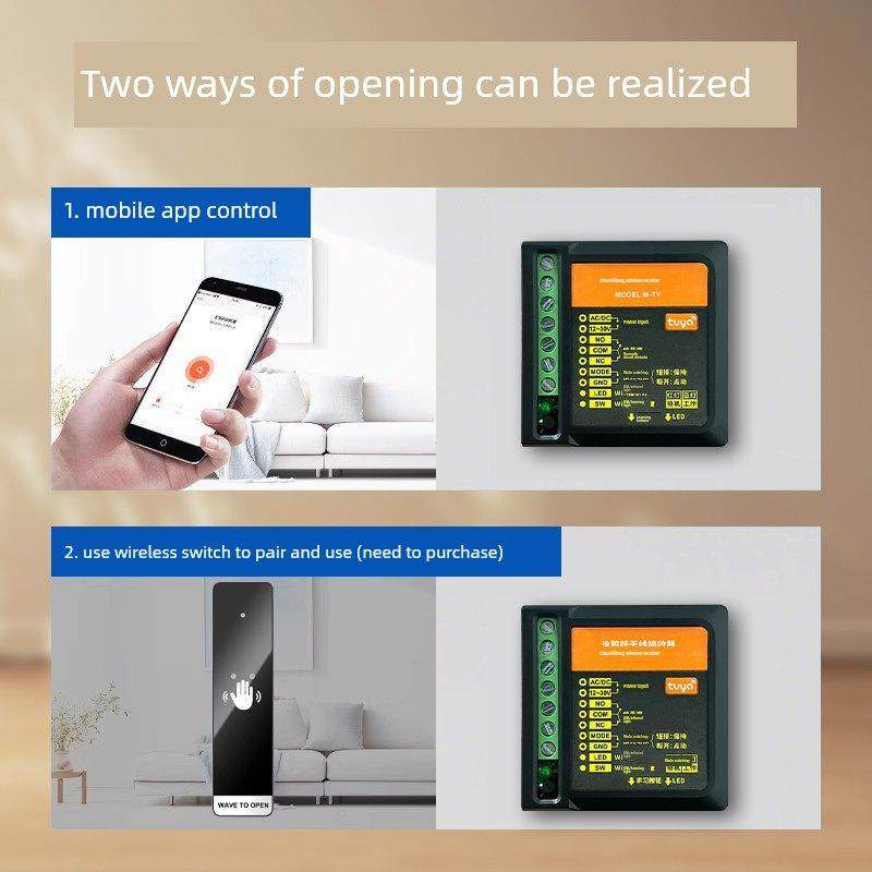 涂鸦无线接收器感应自动门手机远程智能开门WIFI无线遥控开关模块