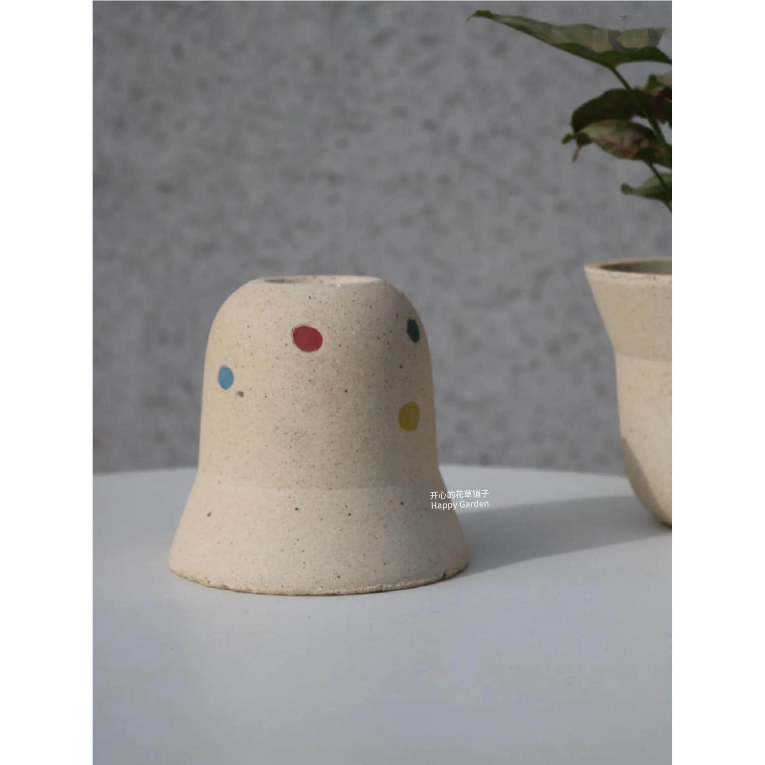 北欧个性简约ins风彩色波点仙人掌盆栽室内水泥花盆可爱大口径盆