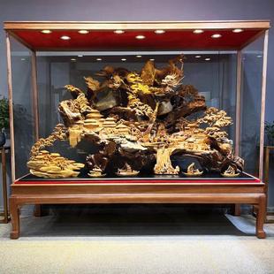 大型金丝楠木雕摆件客厅装饰八骏马崖柏山水花鸟动物根雕开业礼品