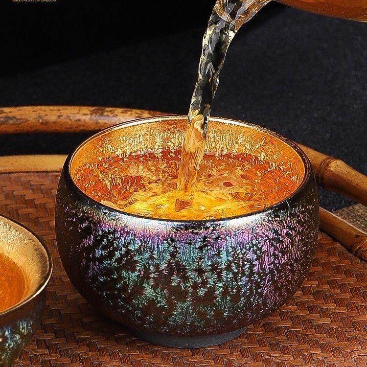 金、金、银覆古茶杯陶瓷家庭主人杯茶具高端主人杯