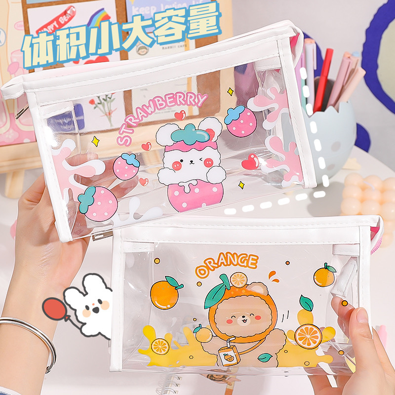 开学季卡通透明笔袋大容量女可爱
