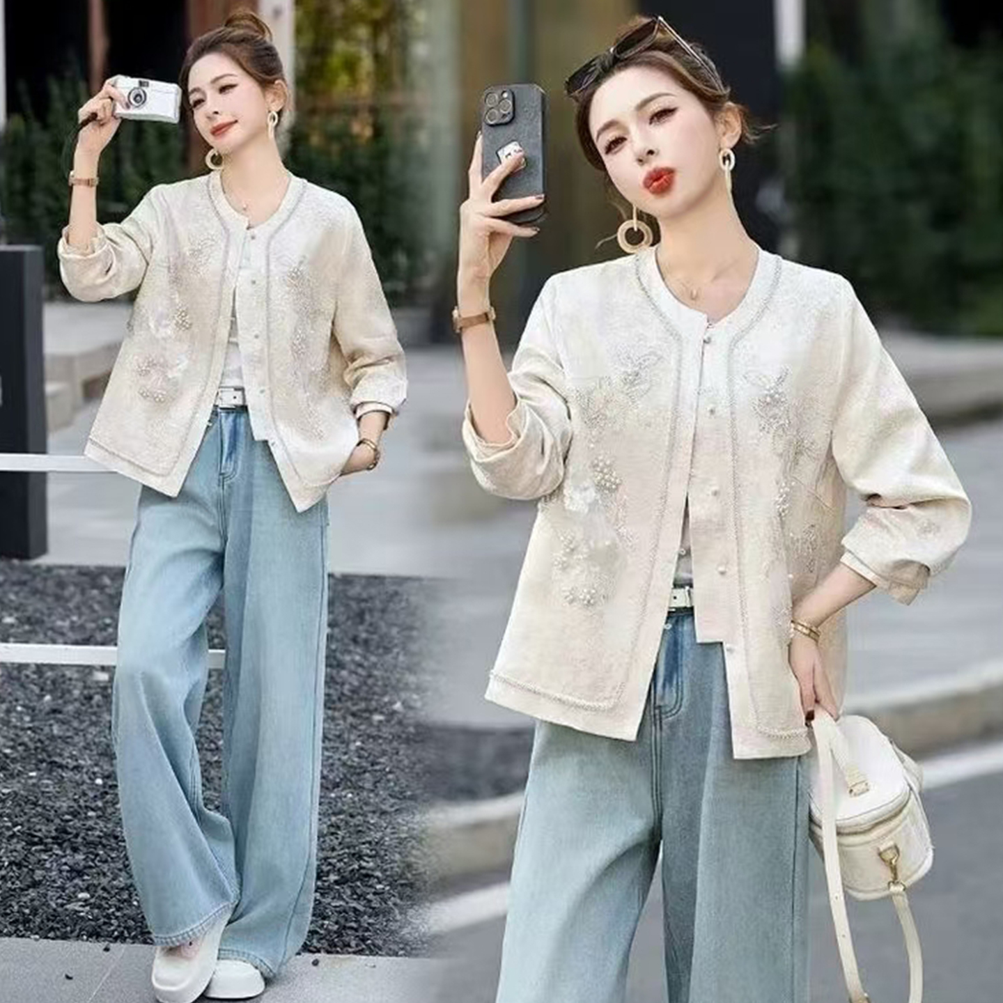 新中式刺绣短外套女春秋