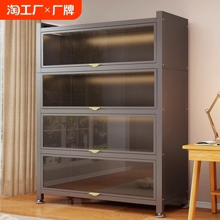 家用钢制收纳f柜卧室阳台客厅带门书架多功能置物架简易儿童储物