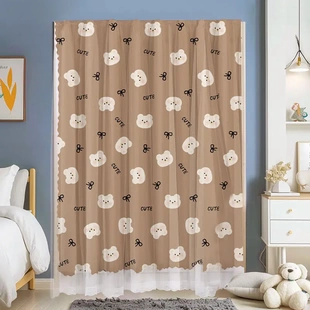 一片式窗帘布免打孔魔术贴遮光窗帘粘贴宿舍飘窗透光不透人租房纱