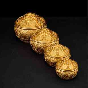 金蟾铜聚宝盆带盖百福缸摆件客厅米缸家用铜工艺品办公室开业礼品