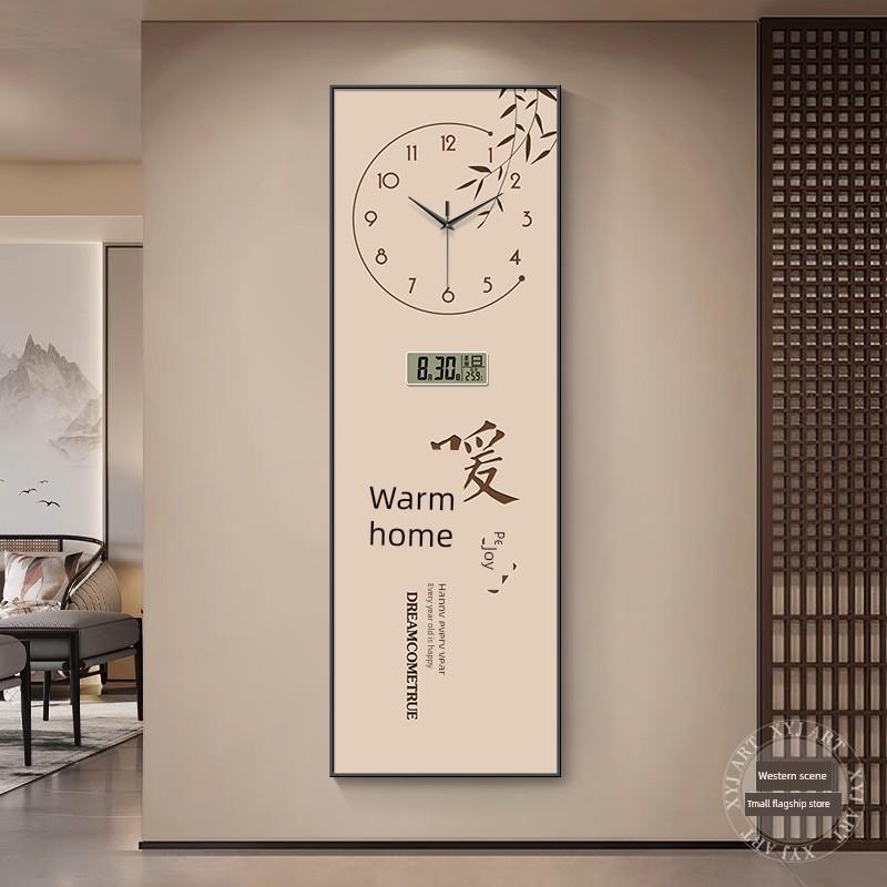 北欧极简暖居万年历玄关装饰画钟表挂钟客厅平安喜乐艺术时钟挂墙
