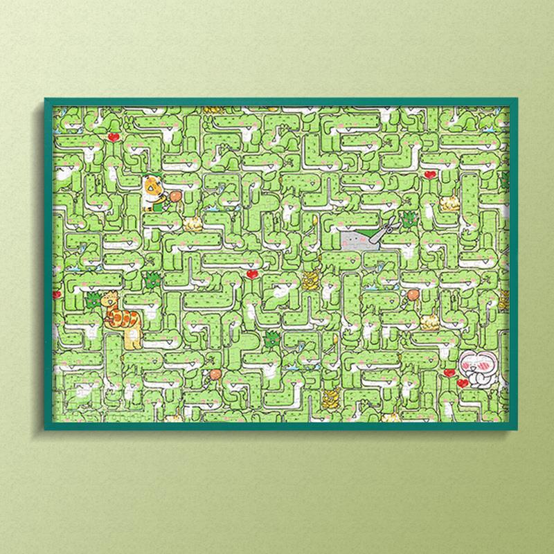 歪瓜不鸭1000片拼图框架裱框70*50画 画框绿色彩色留白卡纸相框挂