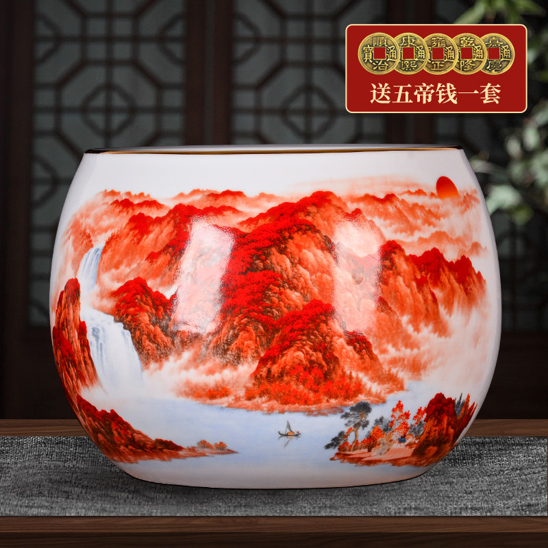 聚宝盆摆件景德镇陶瓷器鸿运当头开 业招财新中式客厅乔迁新居礼