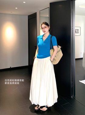 PRASE吕噜噜 【花苞裙】夏季显瘦防晒松紧腰凉感蓬蓬花苞半身裙