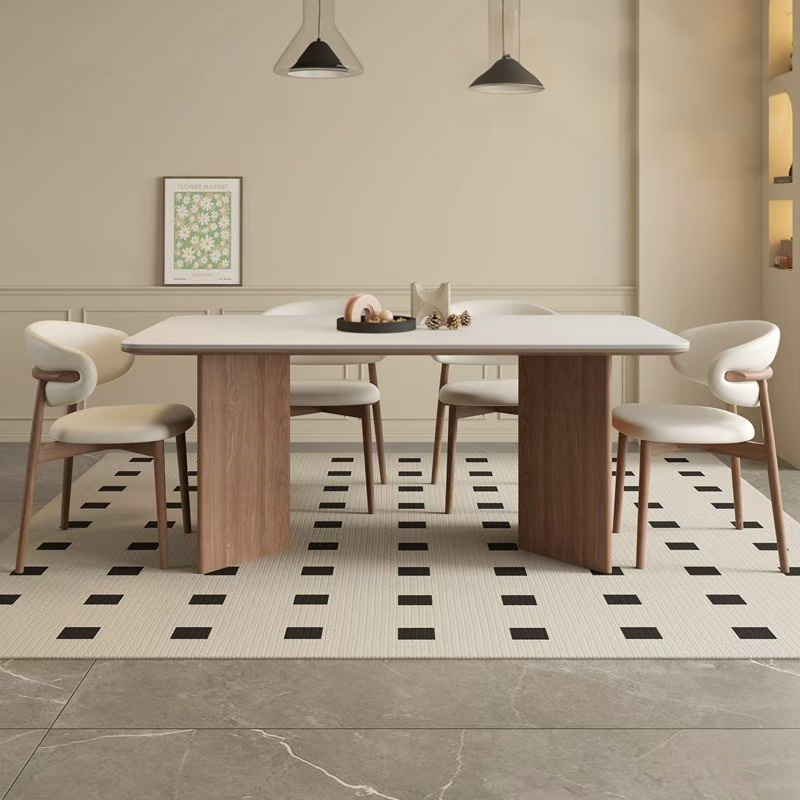 欧派实木岩板餐桌椅组合