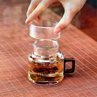 迷你玻璃墩墩壶茶水杯男女士个人专用家用小巧透明泡茶壶茶水分离