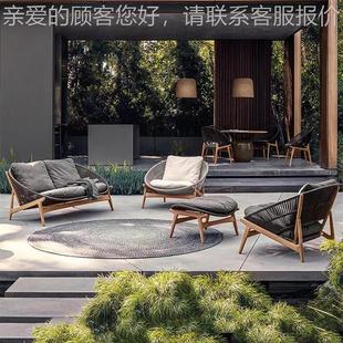 别墅露264天阳台休闲躺椅户外家庭院花设园藤编沙发小组合计师室