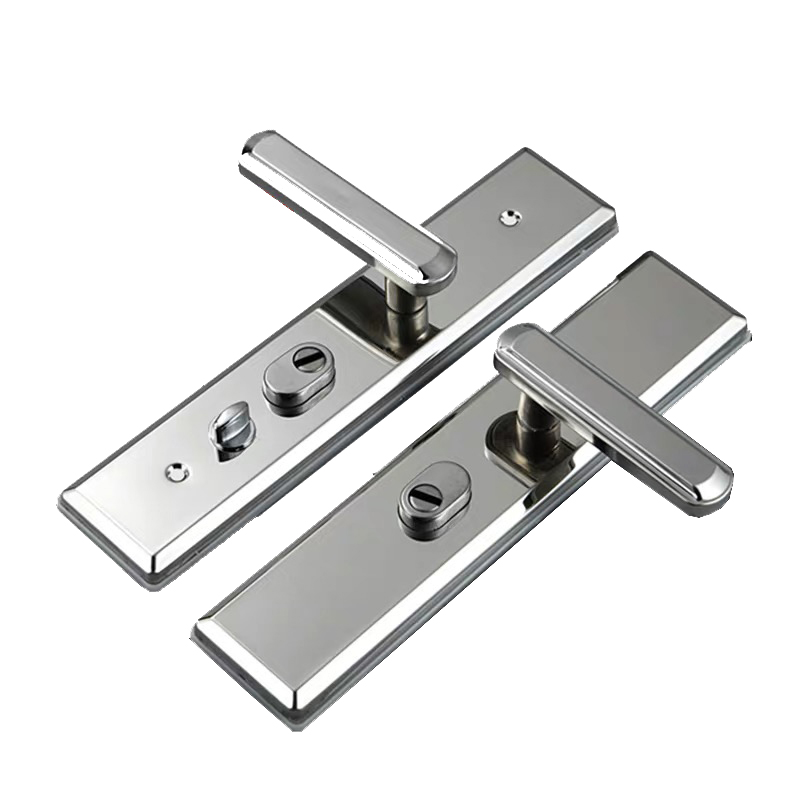 不锈钢防盗门锁大门锁面板把手室内门锁双开门对开门拉手加厚防撬