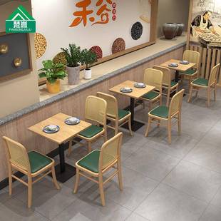 茶餐廳簡約東南亞編藤沙發(fā)餐吧飯店商用靠墻卡座主題餐廳桌椅組合