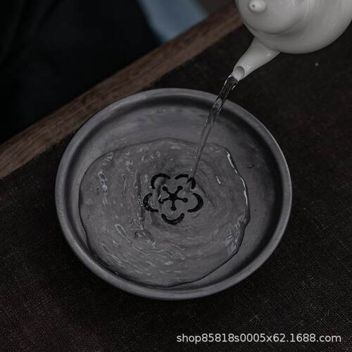 中茶圆形古锡壶承式家用水干泡盘小茶盘蓄储水茶海005干泡台茶承