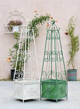 欧式意栽收纳架室内铁做旧月季盆爬藤架户艺外花园月季攀PJ1915爬