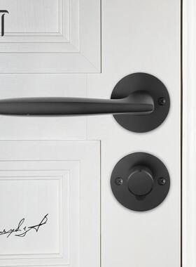 百安房太空铝室内门泰锁静现代简约卧室门把手黑HEO色分体音门锁