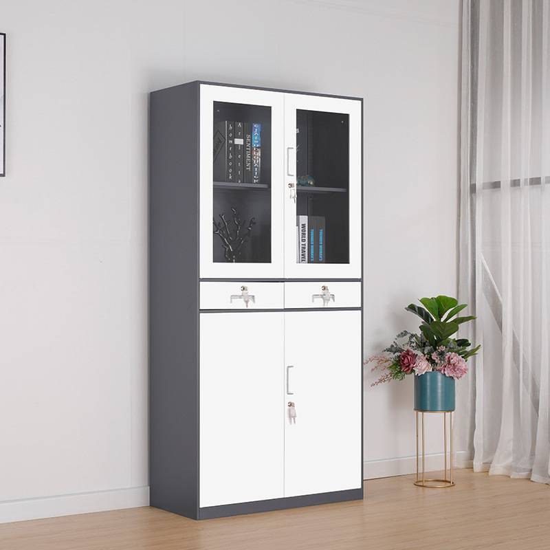 办公室文件柜铁皮矮柜书柜资料档案凭证铁柜带锁员工更衣储物柜子