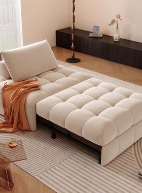 日式奶油风泡芙布沙发能客厅小户型两用艺伸缩多1L100431功单人朵