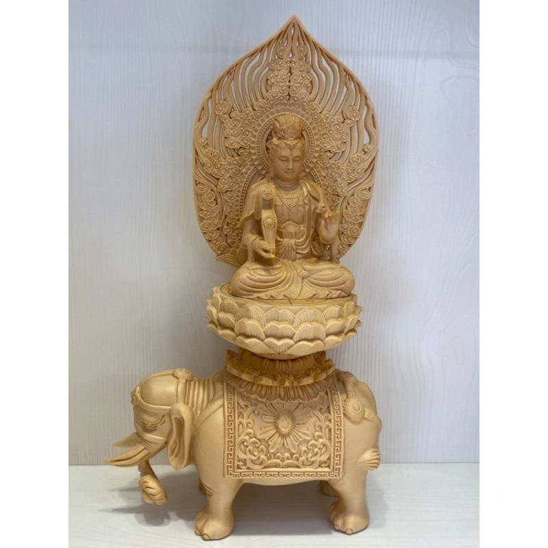 桧木刻家居护电视柜雕神像摆件文木殊普贤菩萨生肖守神实无品牌/