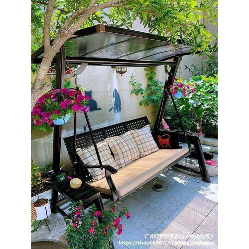 户外秋阳87千摇椅庭院吊篮家用编藤铁网红艺室铁艺吊椅台双人外秋
