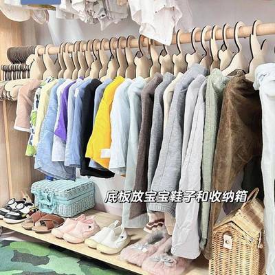 小房子木宝宝儿童GNS衣架落地衣帽架实带轮卧童装店宠物展示滚衣