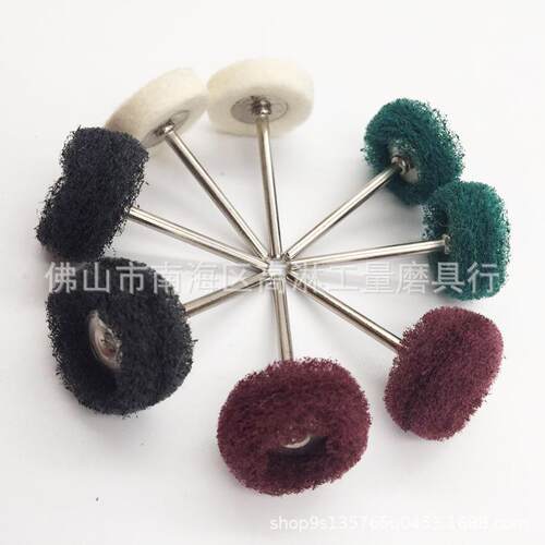 带柄OHZ百洁布头平行磨纤电拉丝维除锈打磨头抛光轮尼磨龙小刷耐