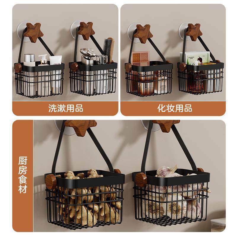 挂篮胡桃木生ocme打孔葱置PjebZCrR物架挂姜蒜大蒜姜厨房壁收纳收,厨房/烹饪用具,抹布架/厨房清洁收纳架,淘宝优惠券,粉丝福利购,淘宝优惠卷
