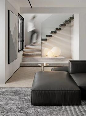 男友贵力黑色超纤皮沙发面坐中脚间大KNF客厅双方块沙发踏妃位组