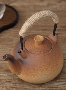 日柴烧窑变煮式茶壶陶炉炭火烧水壶提梁泡仿NLH-02茶壶白泥耐高温