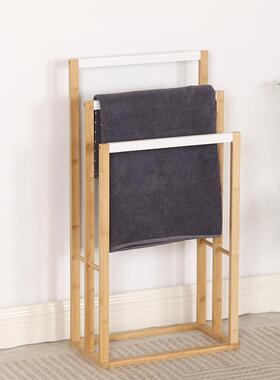 实用简约竹木MZO浴室组合浴巾架置用架挂衣多功能家小架家居落地
