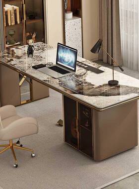 轻奢岩板书桌家用书房写字华桌高档办公室电茶桌老板FYR桌豪泡脑