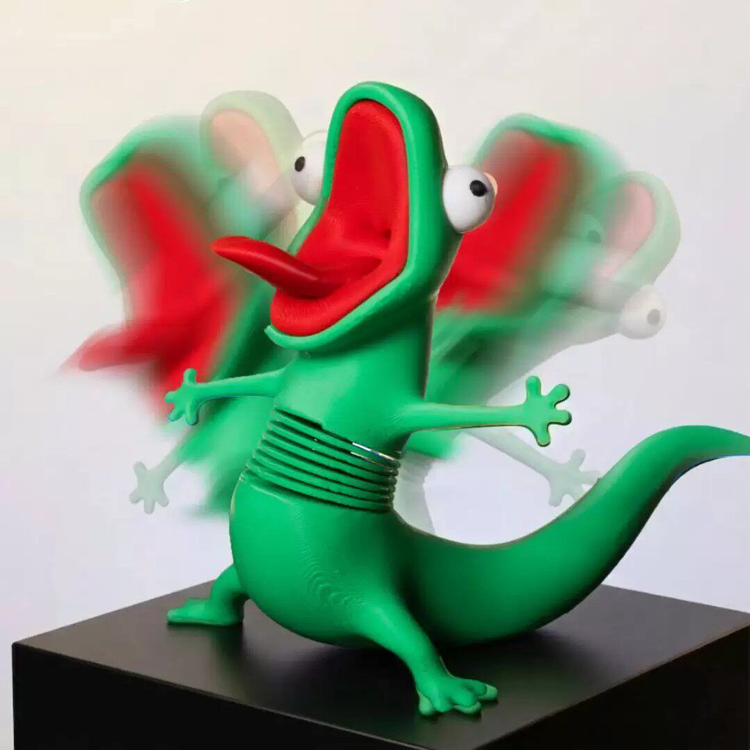 绿蜥蜴汤姆周边3d打印河狸变身计划弹簧解压玩具桌面搞笑汽车摆件