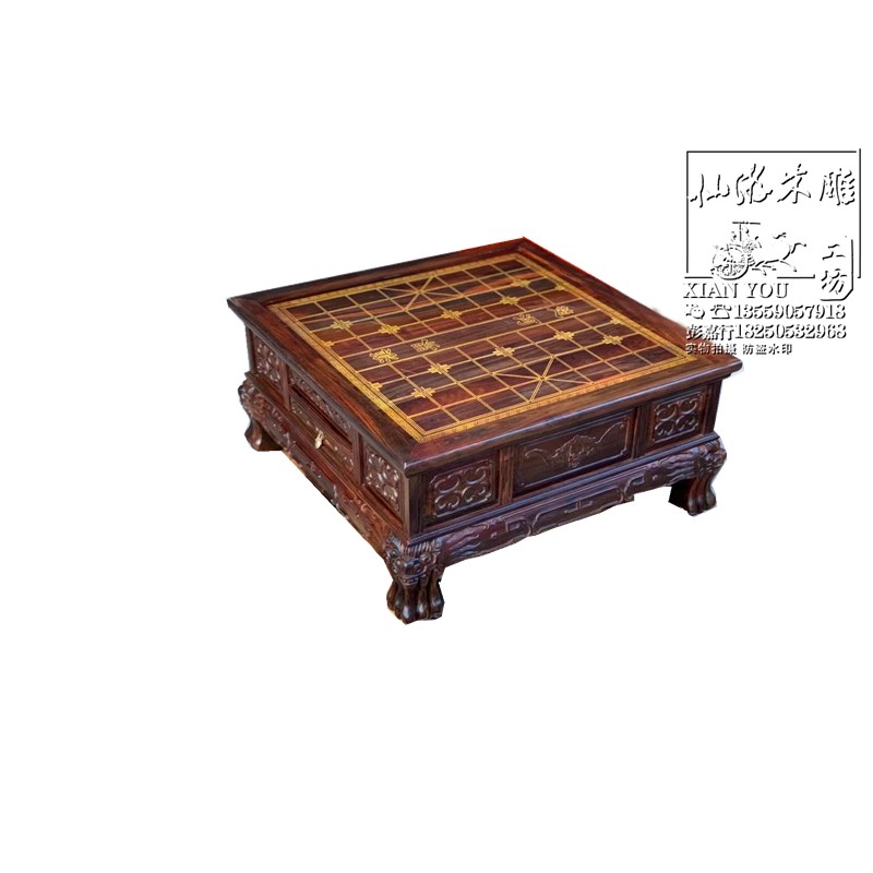 红木酸枝缅甸花梨三用棋桌围棋象棋多功能茶桌家用实木小茶台茶几