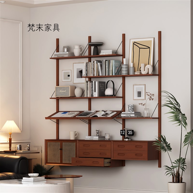 vitsoe606墙上隔板置物架系统复古实木组合书架开放式展示挂墙柜