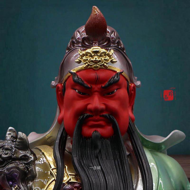 关公神像立刀关公树脂手工彩绘武财神聚宝盆关二爷居家店铺供奉