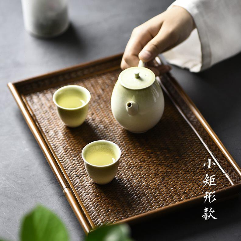 一纪中式竹篾宋席茶盘竹制席面干泡壶承家用功夫茶具茶托盘长方形