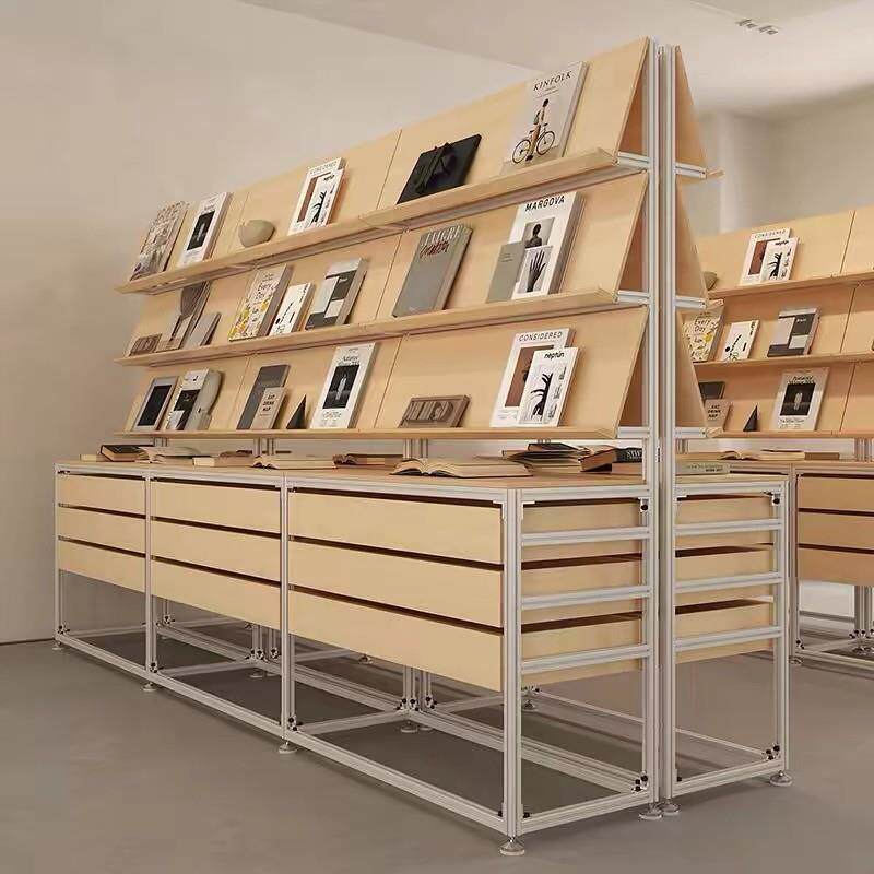 铝型材展示货架桦木海洋板工业风多层收纳展览书架抽屉样品陈厂家