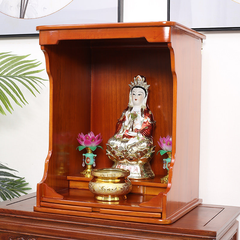 佛龛立柜神龛壁挂式财神爷柜子实木家用新中式菩萨供奉桌佛台简约