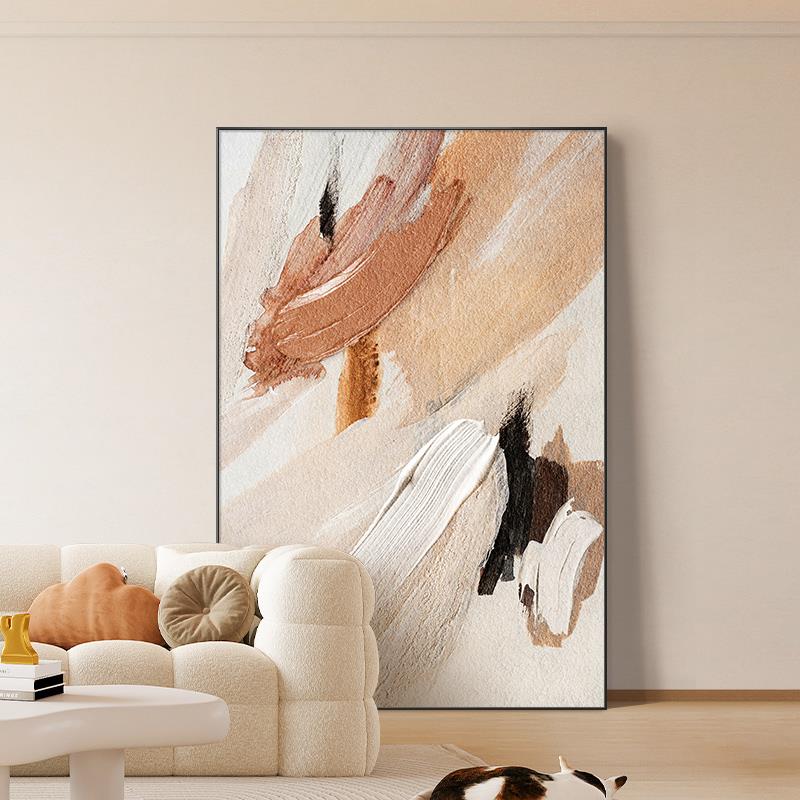 奶油侘寂风客厅装饰画抽象艺术画简约玄关挂画高级感走廊过道壁画