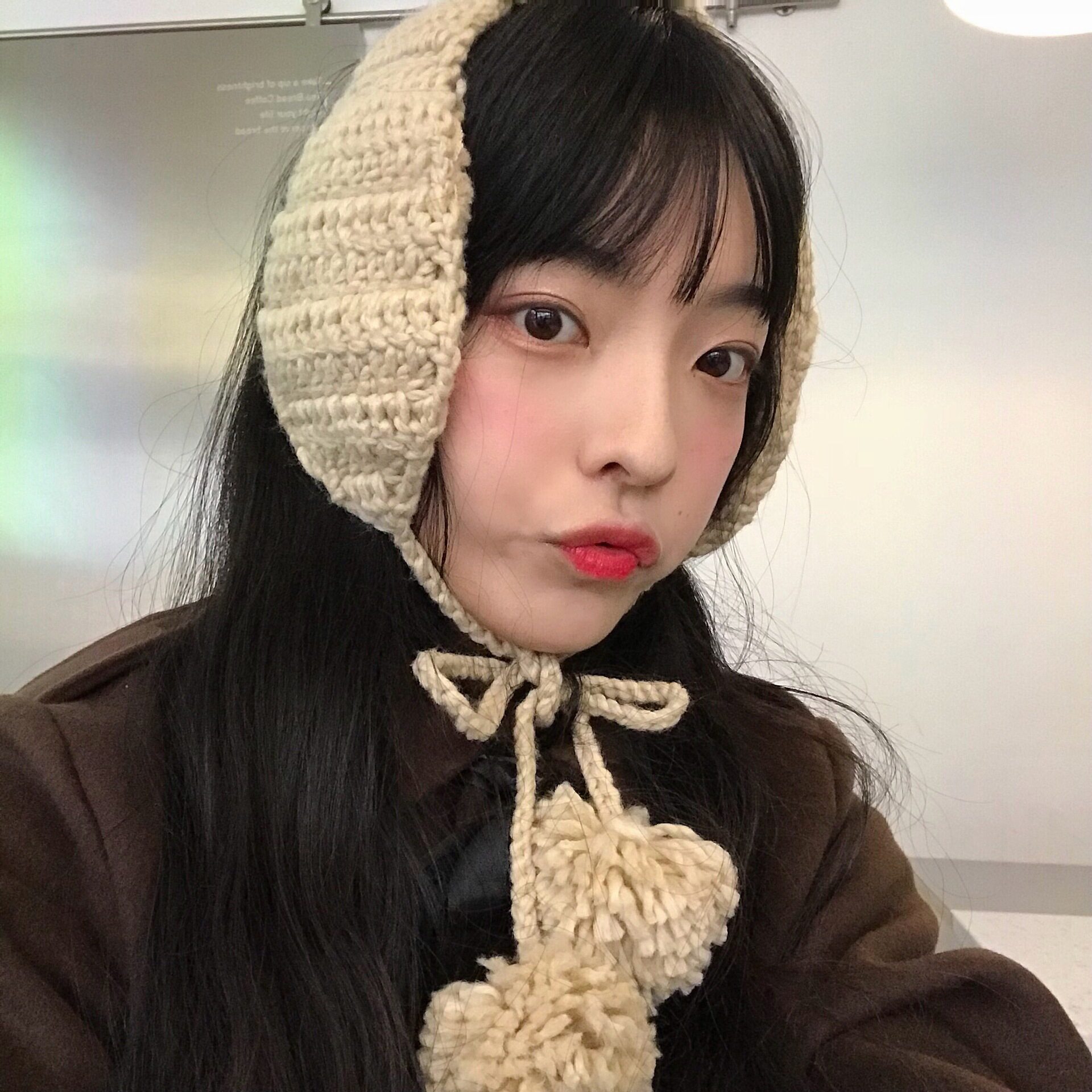 韩国ins可爱针织耳包毛球系带毛线耳罩秋冬季护耳保暖复古耳套女