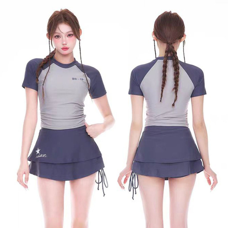泳衣女款分体两件套运动韩版休闲简约保守学生显瘦泡温泉泳衣