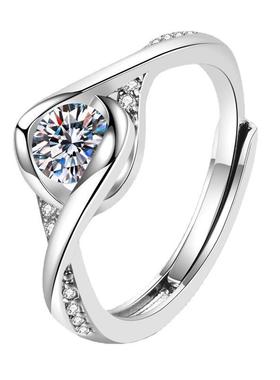 网红热卖戒指韩版闪耀锆石天使之吻戒指简约开口可调节送女友