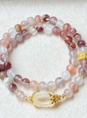 2025新款时尚百搭天然彩胶水晶多圈手链女轻奢饰品简约礼物