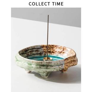 诧寂风复古陶瓷小众香插香插香盘线香底座创意生日礼物桌面小摆件