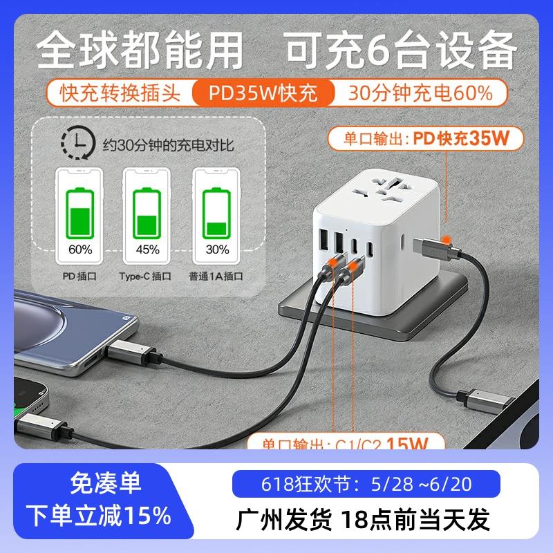 全球通用万用转换插头快充转换器印尼国际旅游欧标多功能充电插座