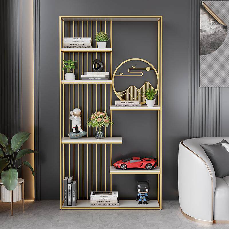 现代简约铁艺置物架书架客厅收纳层架装饰架多层玄关隔断展示架落