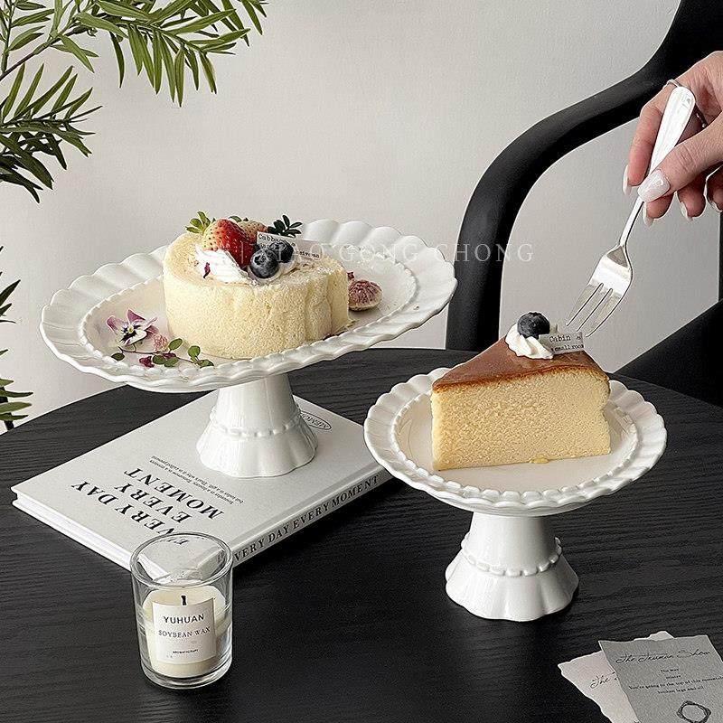 欧式花边陶瓷高脚蛋糕盘ins高颜值下午茶精致甜品盘点心盘水果盘,餐饮具,盘,淘宝优惠券,粉丝福利购,淘宝优惠卷