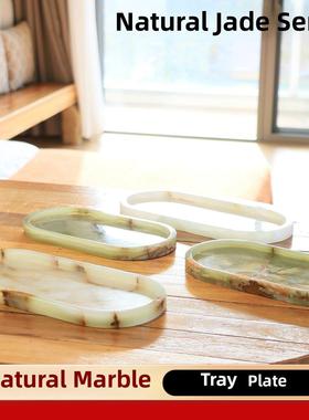 天然豪华石材大理石托盘饰品浴室水槽洗浴用品毛巾香薰储存托盘