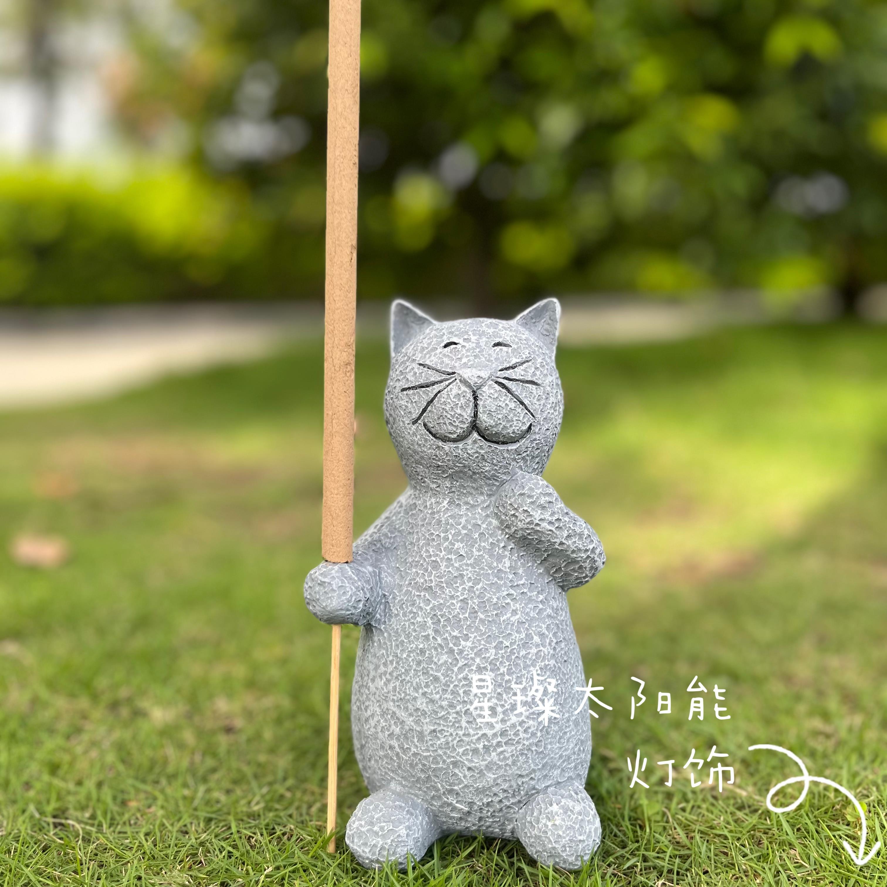 创意日式猫咪蚊香插座户外庭院花园装饰摆饰民宿露台动物景观布置